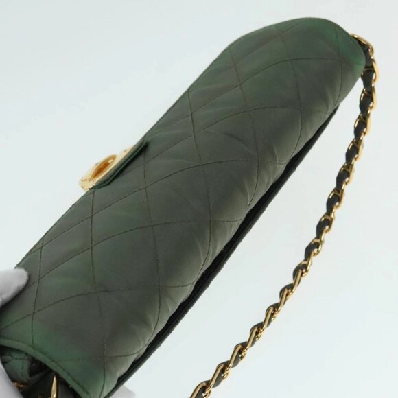 PRADA Chain Quilted Shoulder Bag Nylon Khaki Gold Auth 90227 - Picture 7 of 15